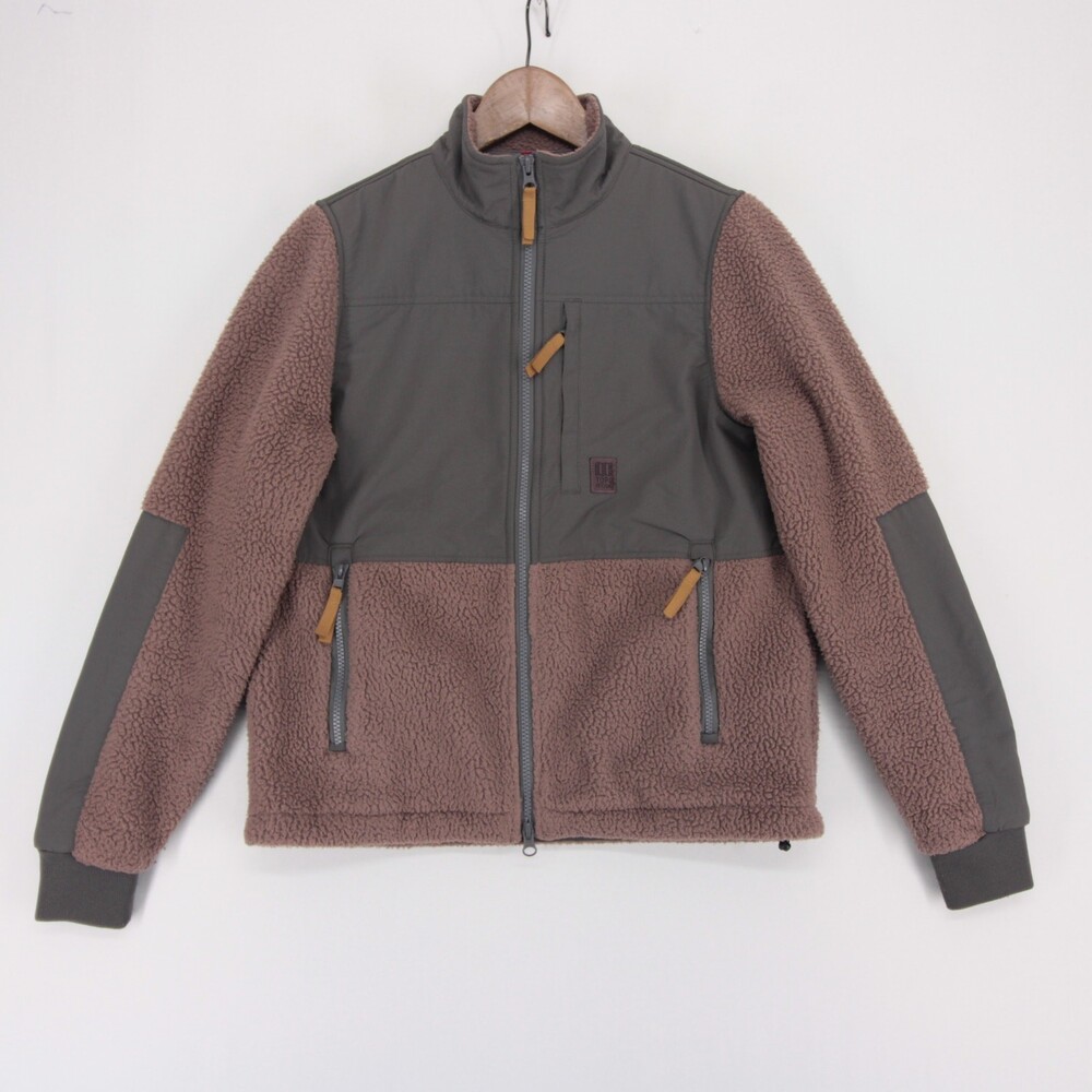 Topo Designs Summit Rise Jacket Womens S Brown Fleece Full Zip Nylon Overlays